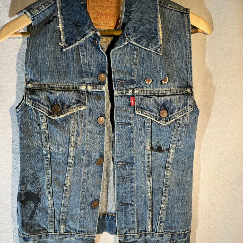 Levi's Vintage Clothing custom Distressed Denim Vest Rare